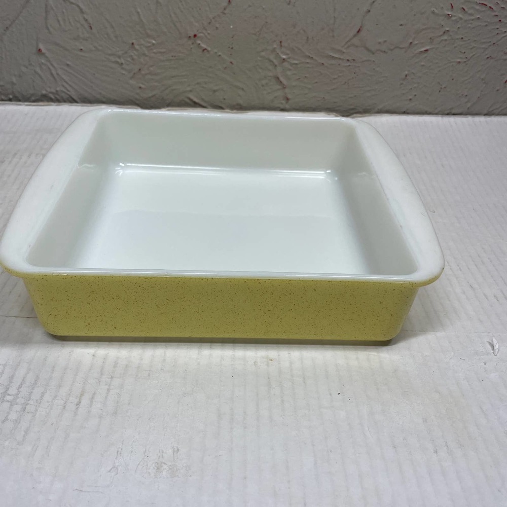 Vintage Pyrex‎ Desert Dawn Yellow Speckled Square Baking Dish Made in USA #222